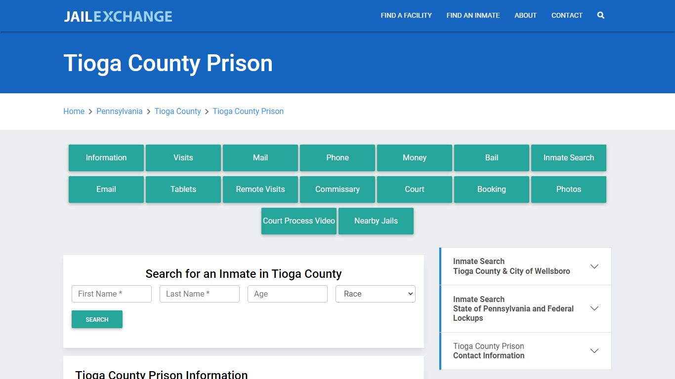 Tioga County Prison Roster Lookup, PA, Inmate Search - Jail Exchange